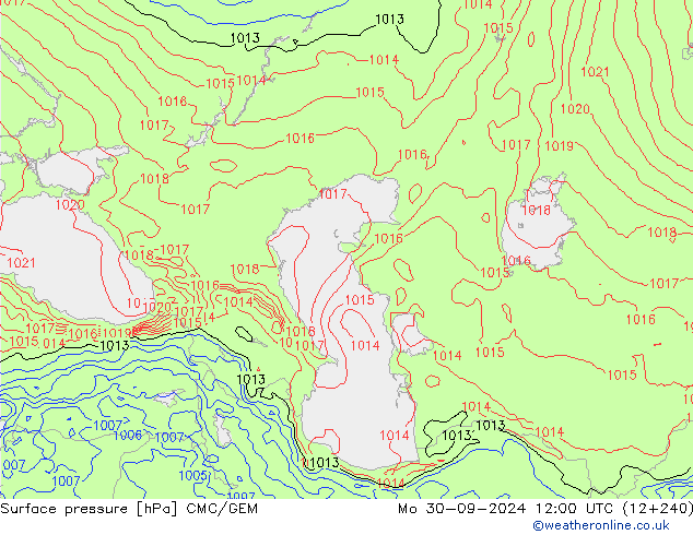 Surface pressure CMC/GEM Mo 30.09.2024 12 UTC