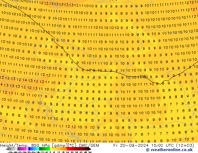 Height/Temp. 850 hPa CMC/GEM  20.09.2024 15 UTC