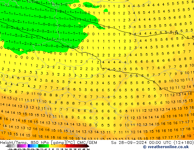 Height/Temp. 850 hPa CMC/GEM Sa 28.09.2024 00 UTC