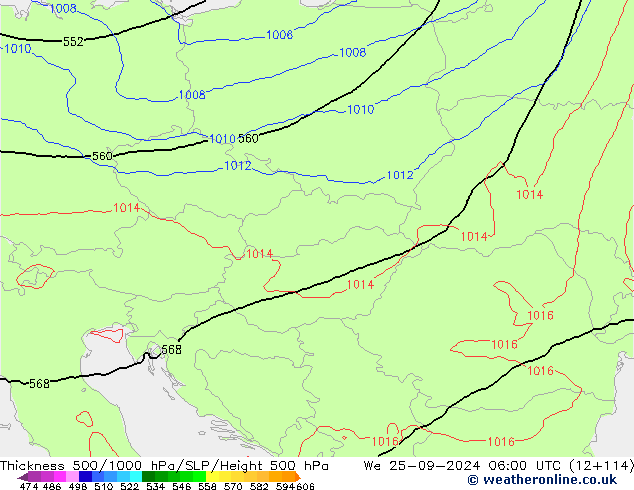 Theta-e 850hPa CMC/GEM Mi 25.09.2024 06 UTC