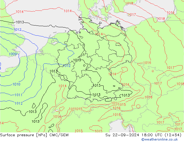 Surface pressure CMC/GEM Su 22.09.2024 18 UTC