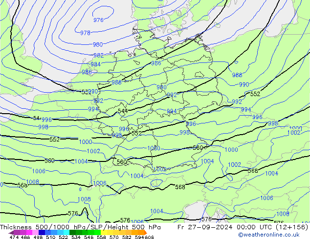 Theta-e 850hPa CMC/GEM Cu 27.09.2024 00 UTC