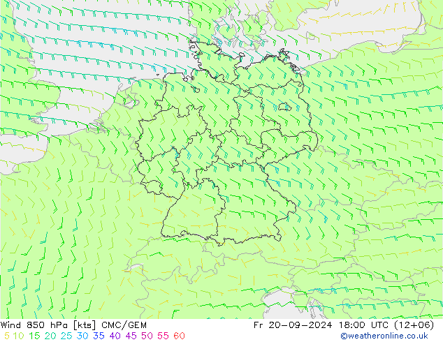 Viento 850 hPa CMC/GEM vie 20.09.2024 18 UTC