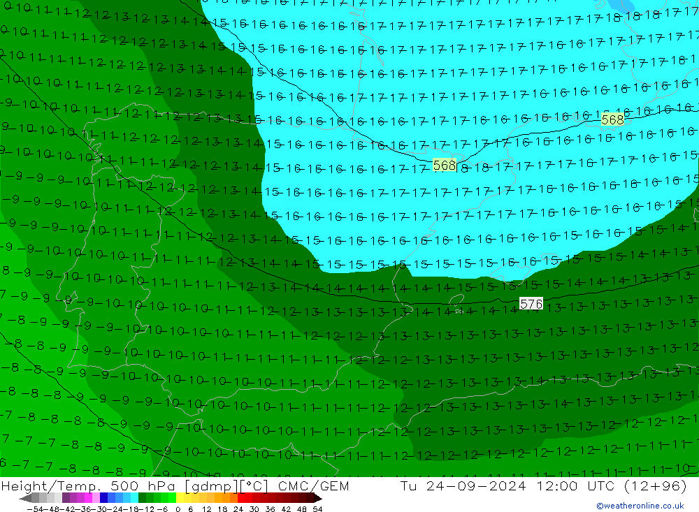 Height/Temp. 500 hPa CMC/GEM Di 24.09.2024 12 UTC