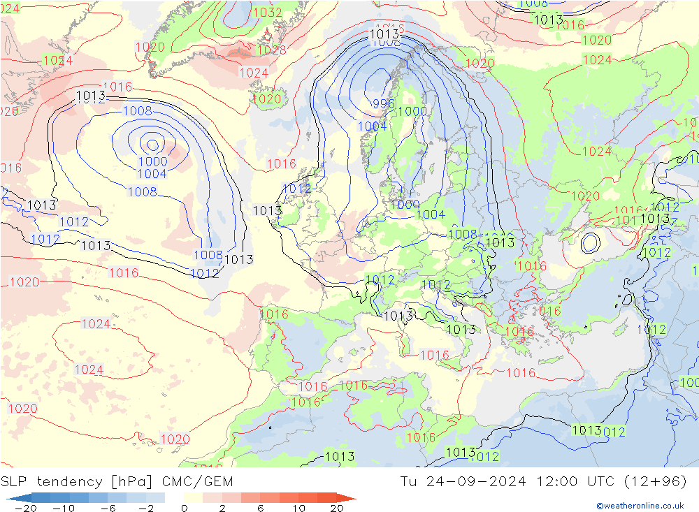 Tendenza di Pressione CMC/GEM mar 24.09.2024 12 UTC