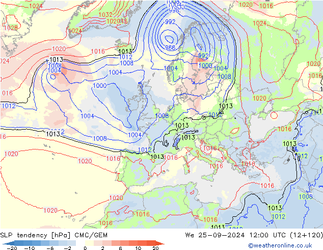 SLP tendency CMC/GEM We 25.09.2024 12 UTC