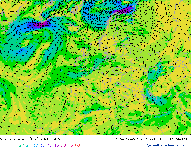 Surface wind CMC/GEM Pá 20.09.2024 15 UTC