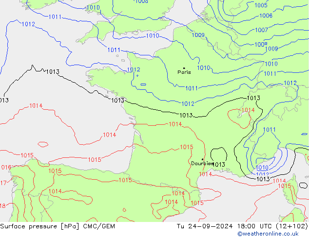 Pressione al suolo CMC/GEM mar 24.09.2024 18 UTC