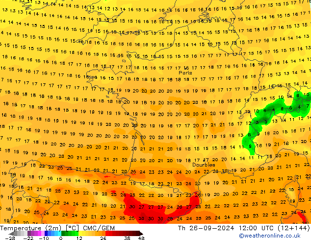 Sıcaklık Haritası (2m) CMC/GEM Per 26.09.2024 12 UTC