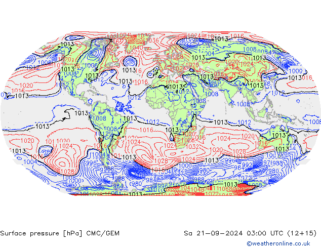 Surface pressure CMC/GEM Sa 21.09.2024 03 UTC