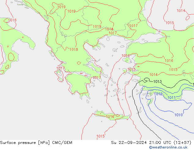 приземное давление CMC/GEM Вс 22.09.2024 21 UTC