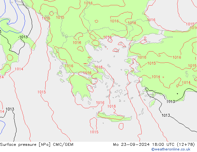 Pressione al suolo CMC/GEM lun 23.09.2024 18 UTC