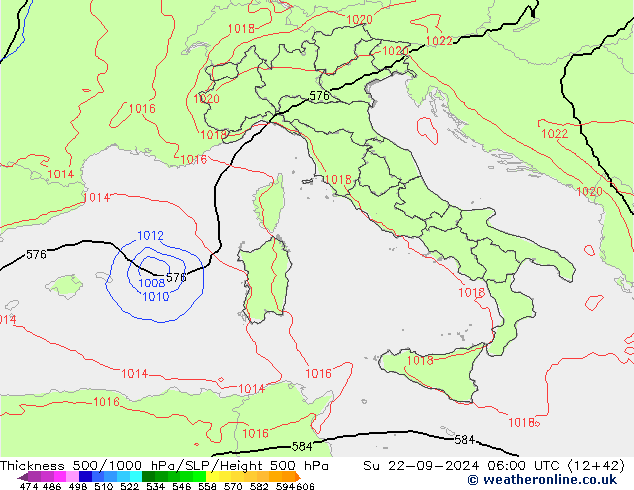 Theta-e 850hPa CMC/GEM Su 22.09.2024 06 UTC