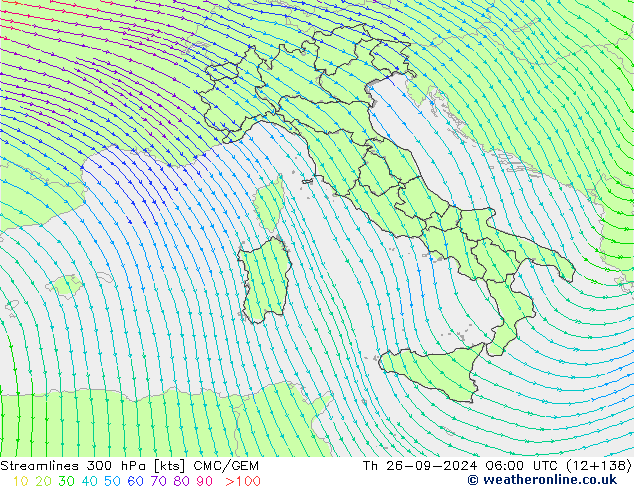 ветер 300 гПа CMC/GEM чт 26.09.2024 06 UTC