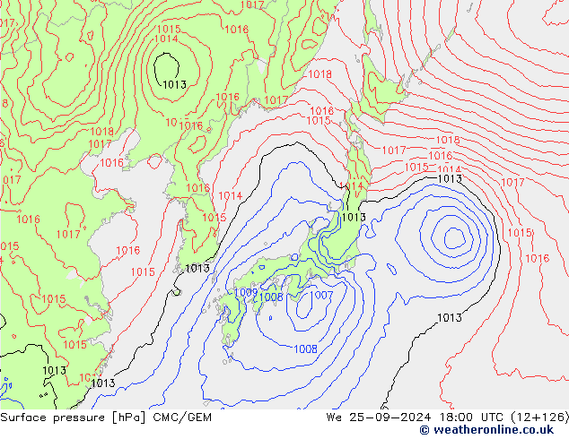 pressão do solo CMC/GEM Qua 25.09.2024 18 UTC