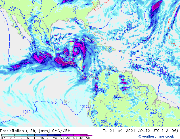 Precipitation (12h) CMC/GEM Tu 24.09.2024 12 UTC