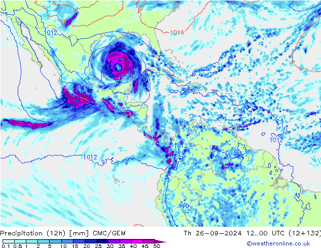 Précipitation (12h) CMC/GEM jeu 26.09.2024 00 UTC