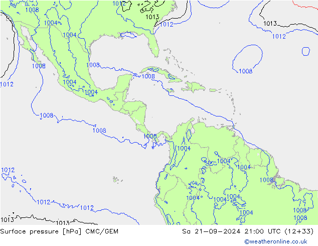 Surface pressure CMC/GEM Sa 21.09.2024 21 UTC