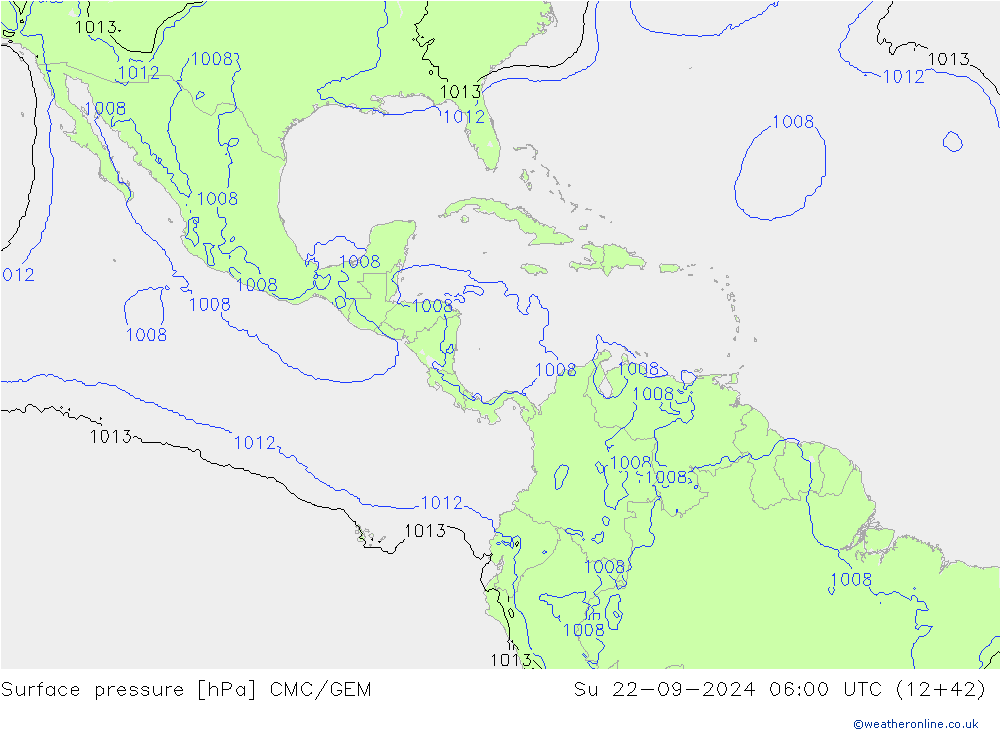 приземное давление CMC/GEM Вс 22.09.2024 06 UTC