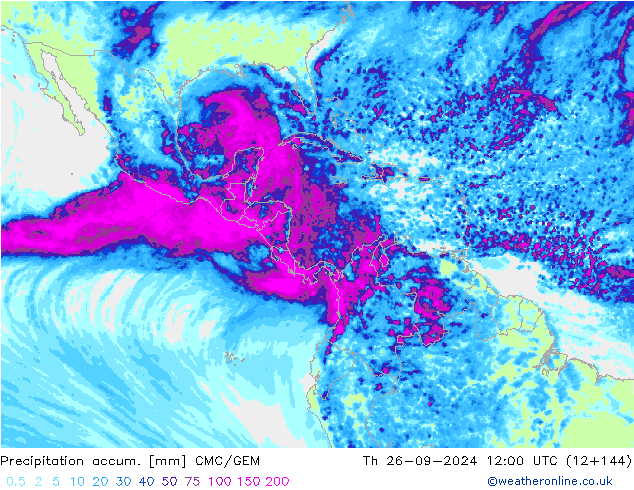 Precipitation accum. CMC/GEM Th 26.09.2024 12 UTC