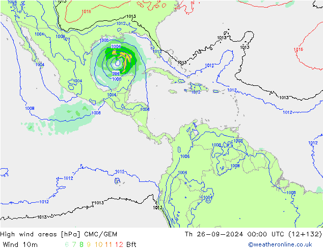 Izotacha CMC/GEM czw. 26.09.2024 00 UTC