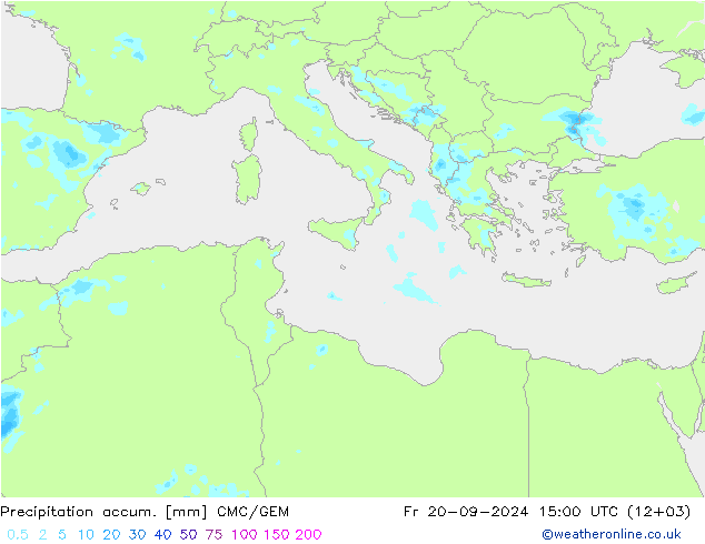 Precipitation accum. CMC/GEM Fr 20.09.2024 15 UTC