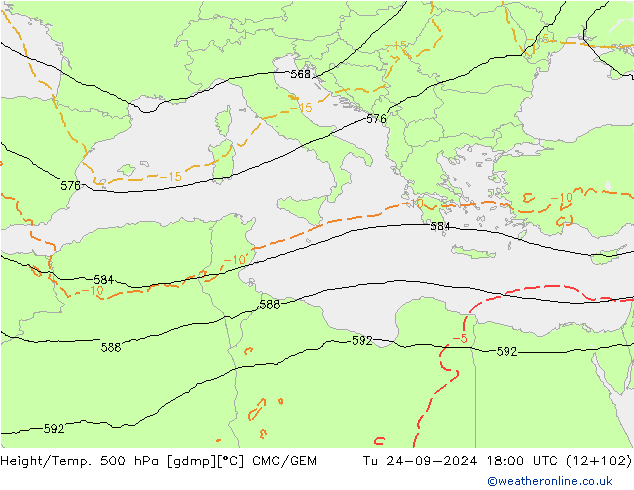 Hoogte/Temp. 500 hPa CMC/GEM di 24.09.2024 18 UTC