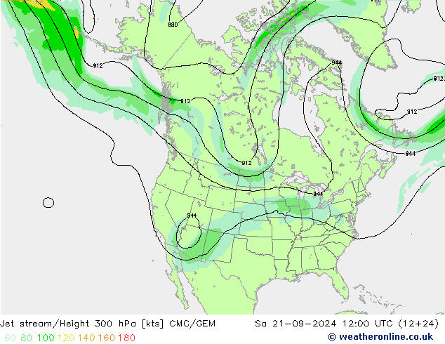 Jet stream CMC/GEM Sáb 21.09.2024 12 UTC