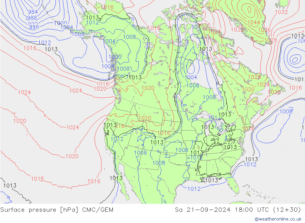 Atmosférický tlak CMC/GEM So 21.09.2024 18 UTC