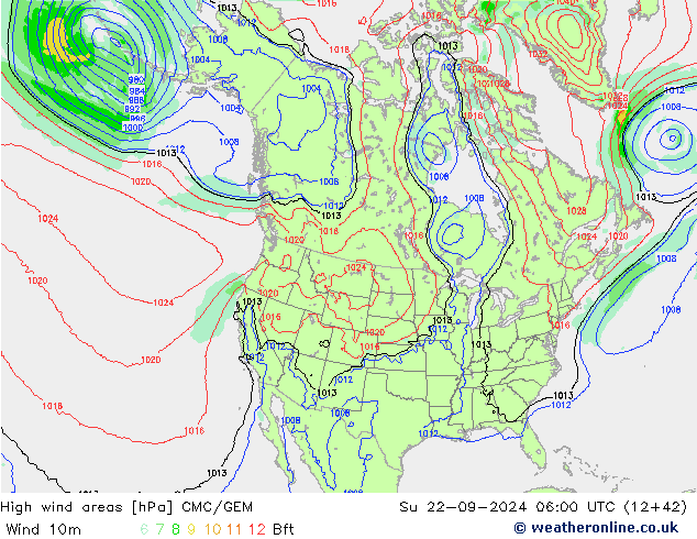 High wind areas CMC/GEM Su 22.09.2024 06 UTC