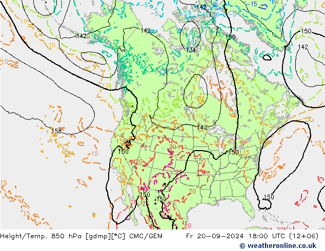 Height/Temp. 850 hPa CMC/GEM  20.09.2024 18 UTC