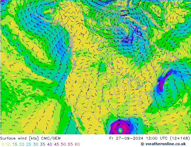 Bodenwind CMC/GEM Fr 27.09.2024 12 UTC