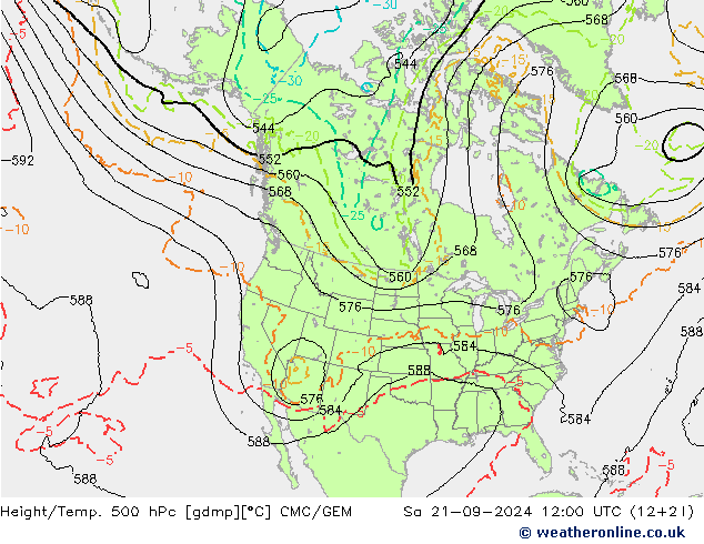 Geop./Temp. 500 hPa CMC/GEM sáb 21.09.2024 12 UTC