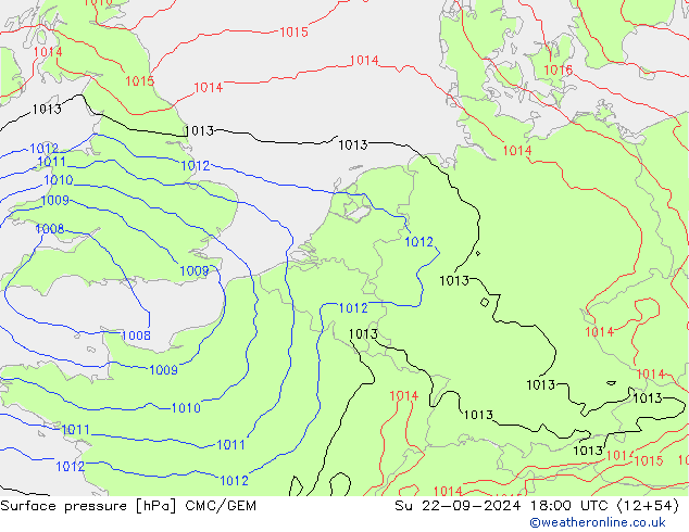 Surface pressure CMC/GEM Su 22.09.2024 18 UTC