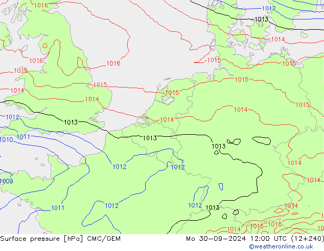 Surface pressure CMC/GEM Mo 30.09.2024 12 UTC