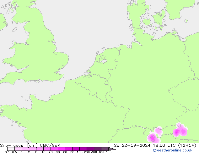 Snow accu. CMC/GEM dim 22.09.2024 18 UTC