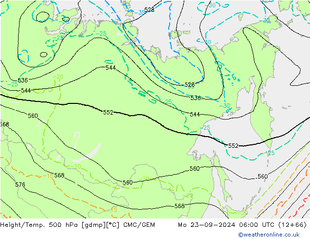 Géop./Temp. 500 hPa CMC/GEM lun 23.09.2024 06 UTC