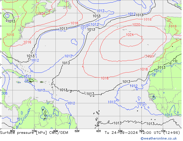 приземное давление CMC/GEM вт 24.09.2024 12 UTC