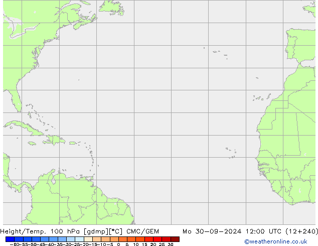 Height/Temp. 100 hPa CMC/GEM Mo 30.09.2024 12 UTC