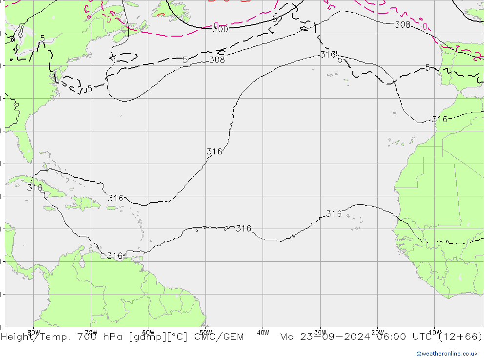 Hoogte/Temp. 700 hPa CMC/GEM ma 23.09.2024 06 UTC