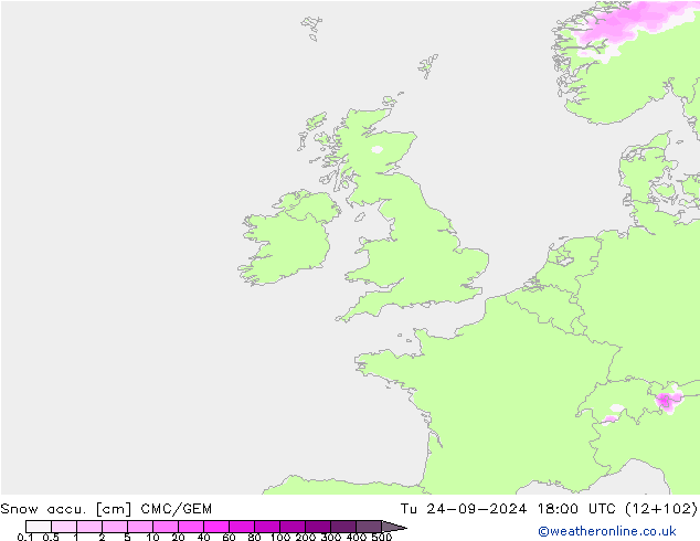 Snow accu. CMC/GEM  24.09.2024 18 UTC