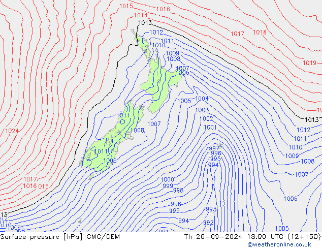 Surface pressure CMC/GEM Th 26.09.2024 18 UTC