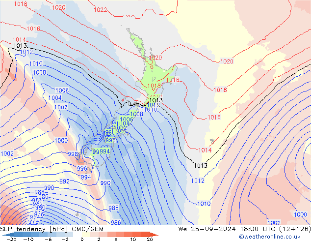 SLP tendency CMC/GEM Qua 25.09.2024 18 UTC