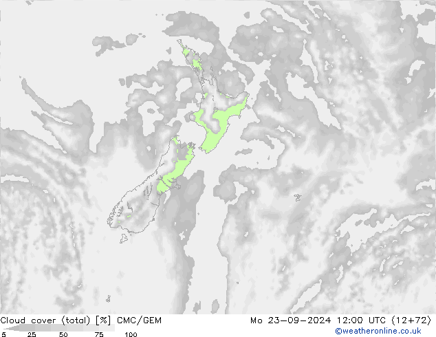 nuvens (total) CMC/GEM Seg 23.09.2024 12 UTC