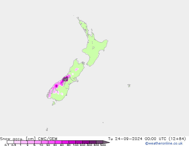 Snow accu. CMC/GEM  24.09.2024 00 UTC