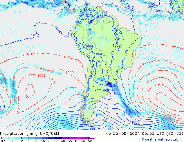 Precipitazione CMC/GEM lun 23.09.2024 03 UTC