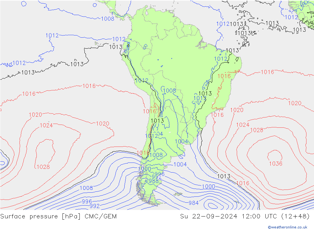 Luchtdruk (Grond) CMC/GEM zo 22.09.2024 12 UTC