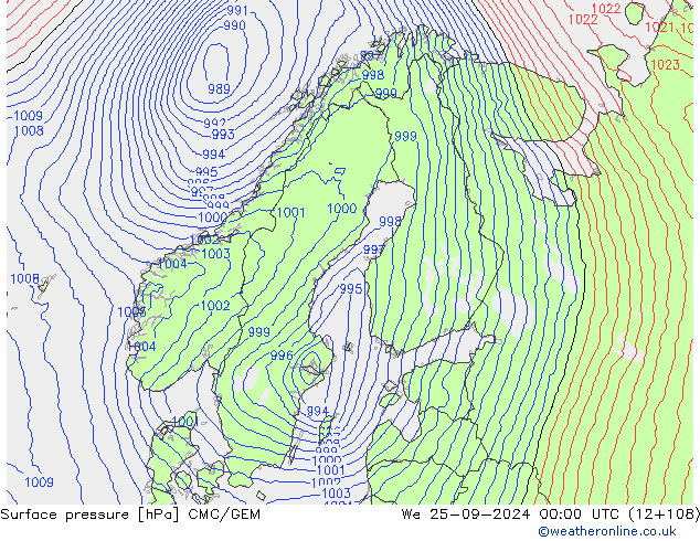 Bodendruck CMC/GEM Mi 25.09.2024 00 UTC