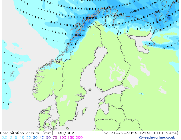 Precipitation accum. CMC/GEM  21.09.2024 12 UTC