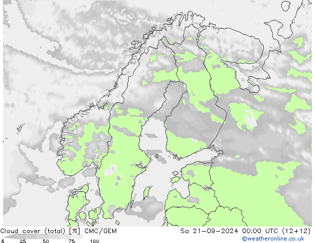 Wolken (gesamt) CMC/GEM Sa 21.09.2024 00 UTC